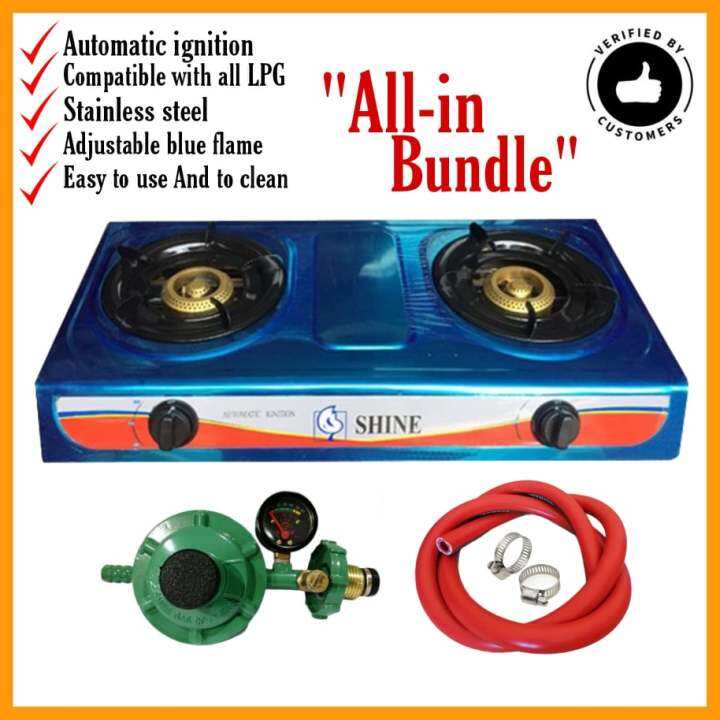 SHINEGAZ GAS STOVE DOUBLE BURNER AUTOIGNITION BURNER WITH LPG