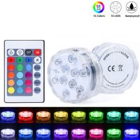 10 LEDS RGB Underwater Light IP68 Waterproof Submersible Night Light With Remote Control For Swimming Pool Garden Party Decor