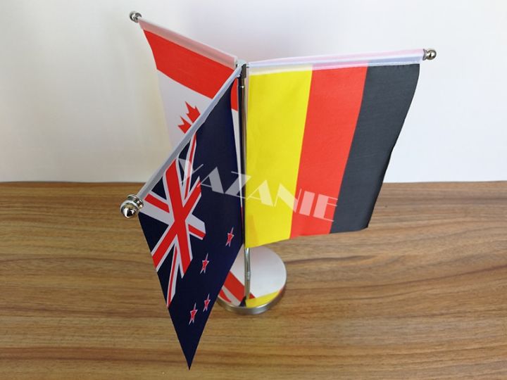 yazanie-14-21ซม-เลือกธงลายโต๊ะตาราง3หรือ4ประเทศที่มีฐานสเตนเลสแอมป์-โต๊ะขั้วที่แขวนธงโลกประเทศธง