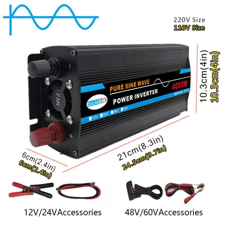 Solar Power Inverter Pure Sine Wave 3000w4000w6000w8000w10000w Converter Dc12v 24v To 6460