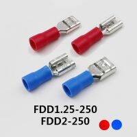 50ชิ้น/ล็อตหญิง Insulated Terminal Cold Spring Terminal Lug Connector FDD1.25-250 FDD2-250