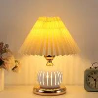 INS Wrought Iron Table Light for Bedroom Bedside Lamp Night Crystal Hollow Decoration Nordic Vintage Pleated Lamps nightstands