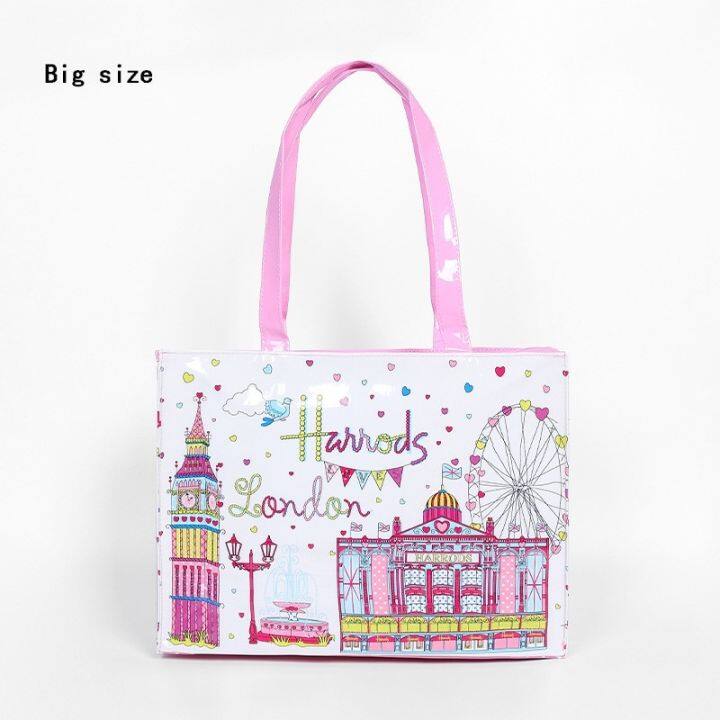 harrods-european-style-british-flower-cat-waterproof-pvc-shopper-bag-waterproof-handbag