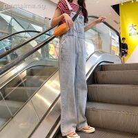 ✙150cm small wide-leg denim overalls female Korean version loose 2021 new cute Japanese short 155