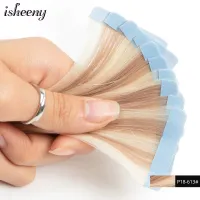 Isheeny Remy Human Hair Tape Extensions Straight 12"-22" Skin Weft Seamless Invisible Hair Extension For Salon Hair Adhesive