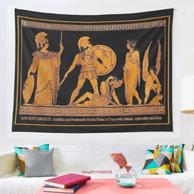 【cw】GREECE Ancient God and Goddess Frieze Print tapestry Wall Hanging Tapestries for Living Room Bedroom Home Decor