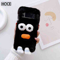 HOCE เคสโทรศัพท์รูปอสูรกายปากไส้กรอกผ้ากำมะหยี่ลายตลกน่ารักสำหรับ Samsung Galaxy Z Flip 3 Z Flip 4เคสฝาหลังกันกระแทกลายการ์ตูน