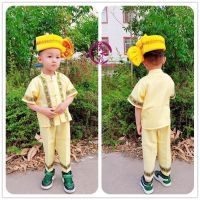 ▨☇  Thailand male childrens wear cotton and linen material little male dai ethnic wind short-sleeved summer clothing xishuangbanna dai boy clothing