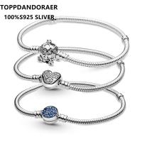 Top Pandoraer Pumpkin Driver Bangle 100 S925 Silver Ocean Heart Button Snake Bone Chain Bracelet DIY Charm Heart Jewelry Gift