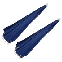 2X 26 inch Diameter Elastic Band Fishing Headwear Umbrella Hat Dark Blue