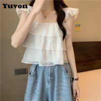 Yuvon French Chiffon Shirt Womens Summer Small Flying Sleeves Loose Slimming Shirt Versatile Age Reducing Shirt French Top