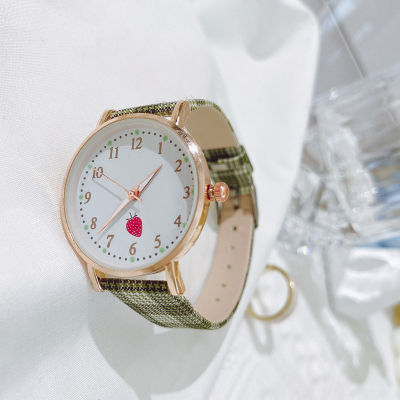 【Shanglife】นาฬิกาลายสก็อต ของผู้หญิง,นาฬิกาเรียบง่ายสไตล์เกาหลีย้อนยุคใช้งานได้หลายโอกาส