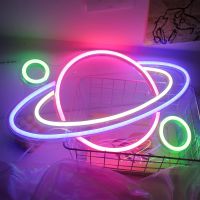 【CW】 Spaceship Signs Lights Wall Colorful Night Lamp Kids Bar Decoration