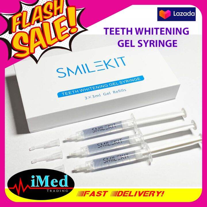 SMILEKIT TEETH WHITENING GEL SYRINGE 3X3ML GEL REFILLS Lazada PH