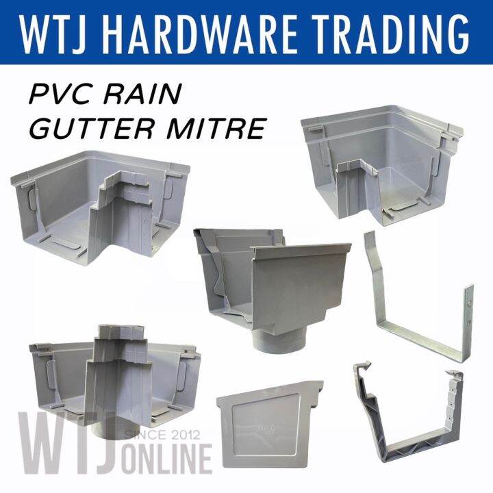PVC Rain Gutter Mitre Joint Bracket End Stopper / PVC Kelabu Salur Air