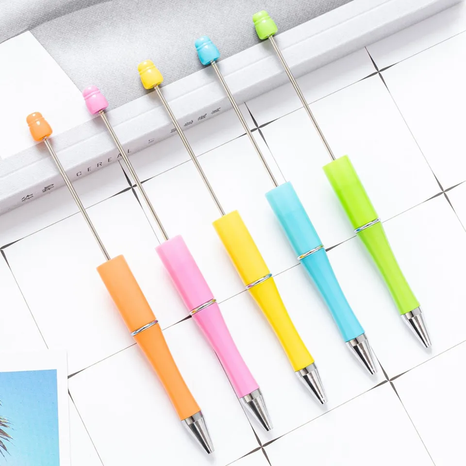  Plastic Beadable Pen Bead Ballpoint Pen Assorted Bead Pen  Shaft Black Ink Rollerball Pen with Extra Refills for Kids Students Office  School Supplies, 10 Colors (10) : Office Products