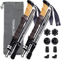 TREKOLOGY Trekking Poles Collapsible Nordic Hiking Pole Pair - Trek-Z Cork Handle 2pc Ultralight Folding Walking Sticks, Lightweight Aluminum 7075 Foldable Treking Stick for Trail Seniors Men Women