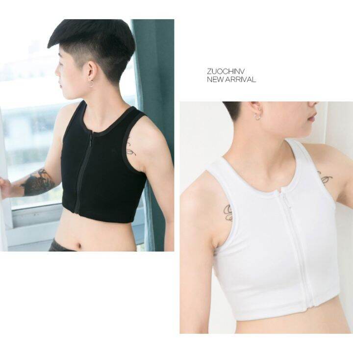Classic Style Front Zipper Chest Binder Vest Breathable Breast Binder