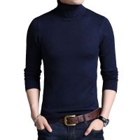 BROWON Brand-sweater 2023 Slim Sweaters Mens Base Coat Thickked Turtleneck Sweater Sweater Knitwear Long Sleeve Basic Sweater