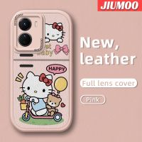 JIUMOO เคสสำหรับ VIVO Y35 Y16 5G Y56 5G เคสดีไซน์ใหม่ลาย Hello Kitty แบบซิลิโคนนิ่มเคสใส่โทรศัพท์หนังป้องกันการตกเคสมือถือกันกระแทกเลนส์คลุมทั้งหมดปกป้องกล้อง