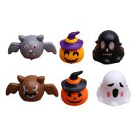 Halloween Pull Back Cars Ghost Pumpkin Bat Skeleton Mini Race Car Toys Friction Powered Mini Desk Crawling Car Toys for Kids Boys Girls Toddler Children vividly