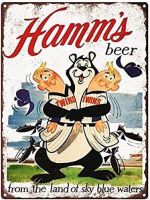 GentlemenPK Hamms Beer Bear Twins 8" x12" Vintage Retro Tin Metal Sign Wall Decor Art