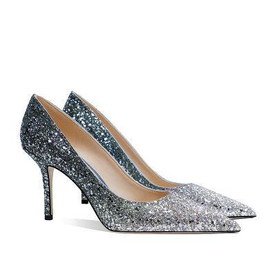 【Original Label】High Heeled Shoes, Pointed Toe, Gradient Sequins, High Heeled Shoes, Womens Thin Heeled Pointed Toe, Temperament, Single Shoes, Wedding Shoes, Bride