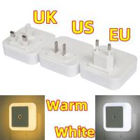 1PC Mini LED Night Light EU/US/UK Plug In Night Light Dusk To Dawn Sensor Wall Nights Lamp Square For Bedroom Stairs Corridor