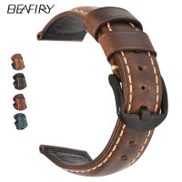 BEAFIRY Watchbands 19mm 20mm 21mm 22mm 23mm 24mm Oil Tanned Natural Crack Genuine Leather Watch Band Watch Straps Belt for Men