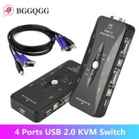 4 Port Kvm Switch USB 2.0 VGA Splitter Printer Mouse Keyboard Pendrive Share Switcher 1920x1440 VGA Switch Box Adapter