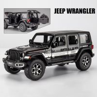 รถจี๊ป1:22 Wrangler Rubicon หุ่นอัลลอยรถของเล่นหล่อโลหะดึงกลับรถของเล่นแสงและเสียงสำหรับเด็กยานพาหนะ