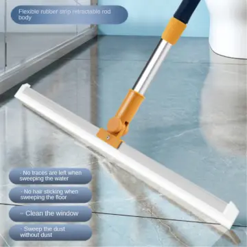 Floor Squeegee 56in Household Broom with 4 Removable Poles 180-Degree Adjustable Knuckle Joint Floor Wiper for Shower Bathroom Kitchen Water Foam