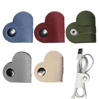 Heart Cord Organizer PU Leather Cable Ties Heart-shape Cable Organizers Cable Management Cable Ties Earbud Holder Earphones Cable Winder Earbud Organizer richly