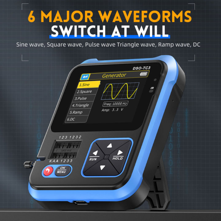 fnirsi-dso-tc3เครื่องทดสอบทรานซิสเตอร์ออสซิลโลสโคปแบบดิจิตอลแบบ3-in-1เครื่องกำเนิดสัญญาณฟังก์ชันเครื่องทดสอบส่วนประกอบอิเล็กทรอนิกส์มัลติฟังก์ชั่น