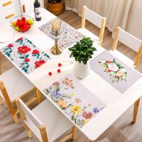 【CC】✉  1Pc Placemat for Dining Table Hollow Coaster Bowl Decoration Printing Washable