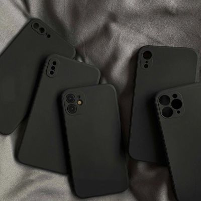 [สินค้าใหม่ในสต็อก] สีดำเคลือบป้องกันการวางโทรศัพท์กรณีสำหรับ Iphone 14 12 11 13 Pro Max 12มินิ6 7 8พลัส X XR XS MAX SE 2020 Soft TPU ฝาครอบป้องกัน