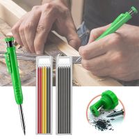 Solid Carpenter Pencil Set Built-in Sharpener with 6 Refill Leads Mechanical Pencil Marking Tool Kit for Woodworking Architect