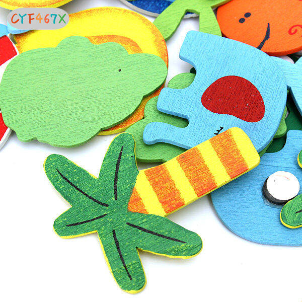 cyf-12-pcs-set-children-toys-fridge-magnet-wooden-cartoon-animals-kids-educational-learning-toy-gifts