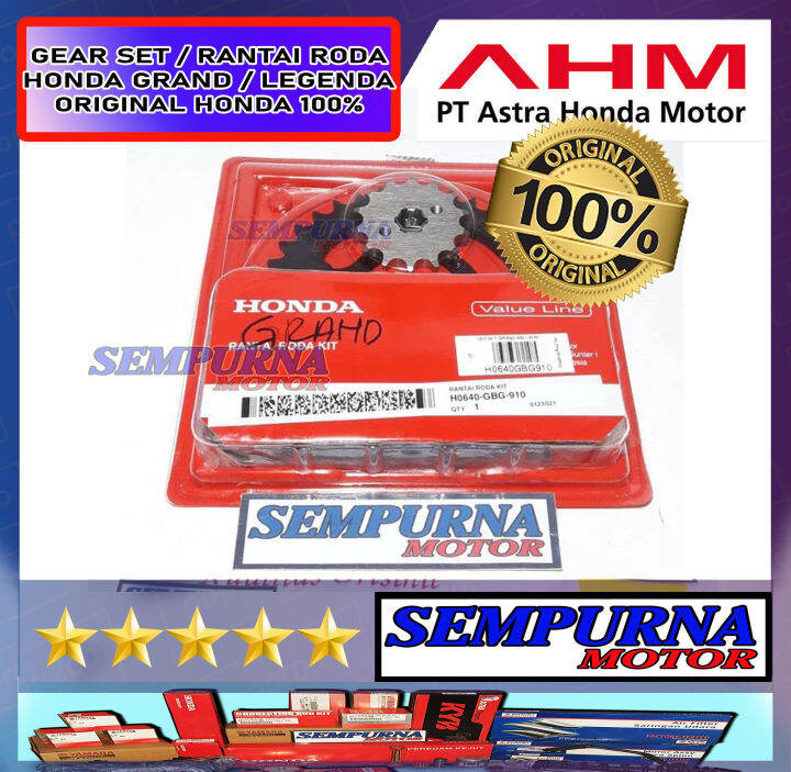 Gear Set Girset Rantai Roda Kit Grand Legenda 100 Original Honda Ori