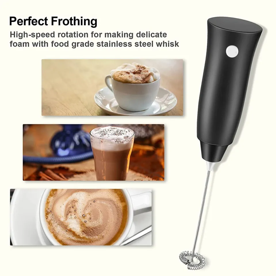 Electric , Handheld Foam Maker, Coffee Mixer with Stainless Steel Whisk,  Hand Foamer Blender