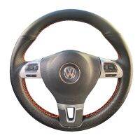 ฝาครอบพวงมาลัยรถยนต์สายถักหนังเทียมแบบทำมือสำหรับ Volkswagen กอล์ฟ Tiguan Passat B7 CC Touran Jetta Mk6มาโกทานซาจิทา