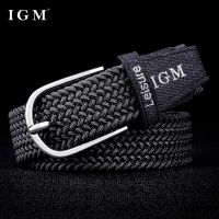 IGM Breathable Comfort Personality Woven Stretch Belt Mens Canvas Belt Young Student Versatile Jeans Belt