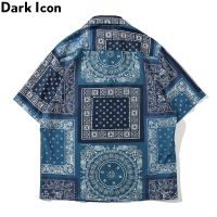 Bandana เสื้อเชิ้ตสําหรับผู้ชายแขนยาวพิมพ์ลายสไตล์วินเทจ