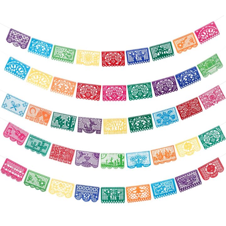 Mexican Party Banners 5 Pack Papel Picado Banner Mexican Fiesta Hanging ...