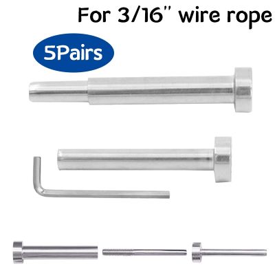 ℗◄◆ 5 Pack Stainless Steel Invisible Receiver and Swage Stud End for 3/16 Cable Railing Deck Stair Threaded End Fitting