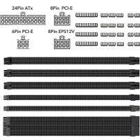 6ชิ้นที่กำหนดเอง Mod แขนเคเบิ้ล,ถัก18AWG ATX EPS PCI-E เคเบิ้ลขยายชุดพร้อมหวีสำหรับ CPU GPU หน่วยจ่ายไฟ,30เซนติเมตร