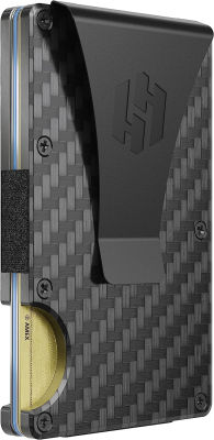 Hayvenhurst Slim Wallet For Men - Front Pocket RFID Blocking Minimalist Wallet For Men - Metal Wallet With Money Clip For Men (Carbon Fiber)
