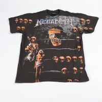 เสื้อวงMegadeth ลายโอเวอร์ปริ้น ตะเข็บเดี่ยวบนล่าง สไตล์วินเทจ สกรีนทั้งตัว ผ้านอก เสื้อOVP เสื้อโอเวอร์ไซส์ เสื้อวงดนตรีต่างประเทศ