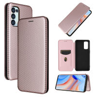 Oppo Reno5 5G Case, EABUY Carbon Fiber Magnetic Closure with Card Slot Flip Case Cover for Oppo Reno5 5G