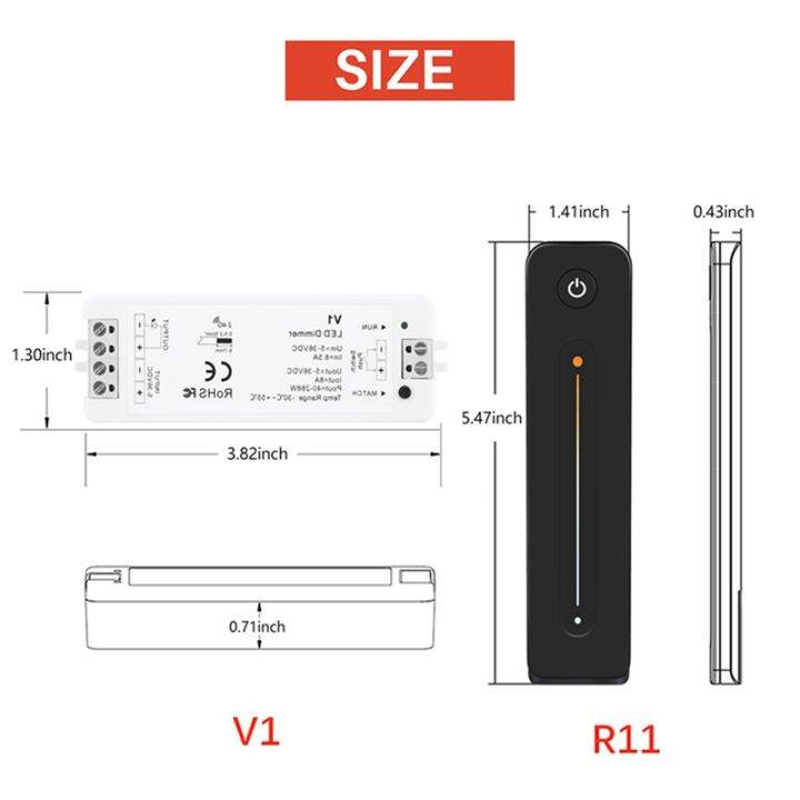 led-dimmer-12v-5v-24v-36v-8a-pwm-wireless-rf-switch-with-2-4g-brightness-adjustment-contact-remote-for-led-single-color-strip